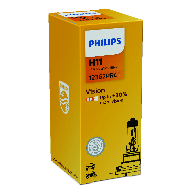 Лампа 12V H11 PGJ19-2 55W гал. (PHILIPS Vision 12362PRC1)