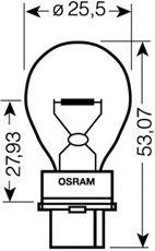 Лампа 12V P27W Osram 12v(27w) W2.5x16d 3156 америк. авто Os113