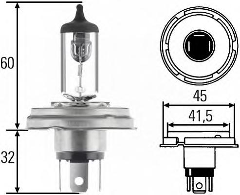 Лампа 12V H4 P45t 60/55W гал.Narva 48884  N060