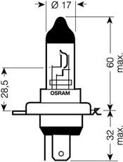 Лампа 12V H4 P43t 60/55W (+60) Osram 64193SV2