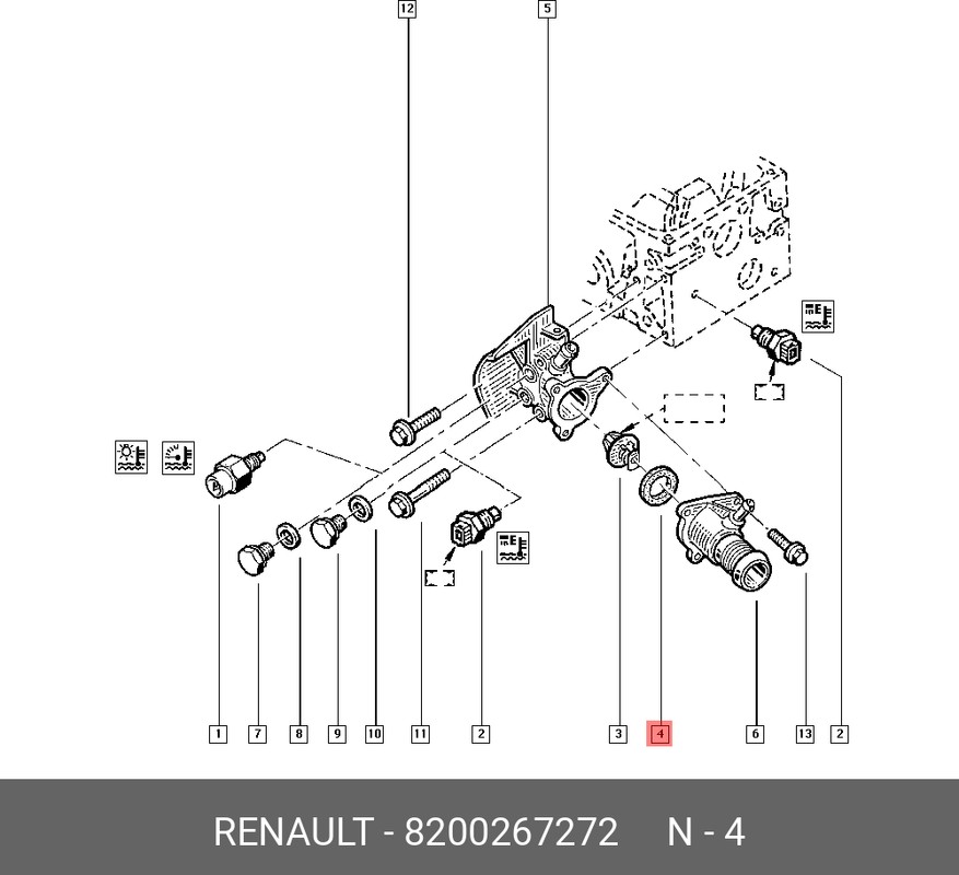 Уплотнительное кольцо термостата Renault 8200267272, 8200267272, шт Renault 8200267272