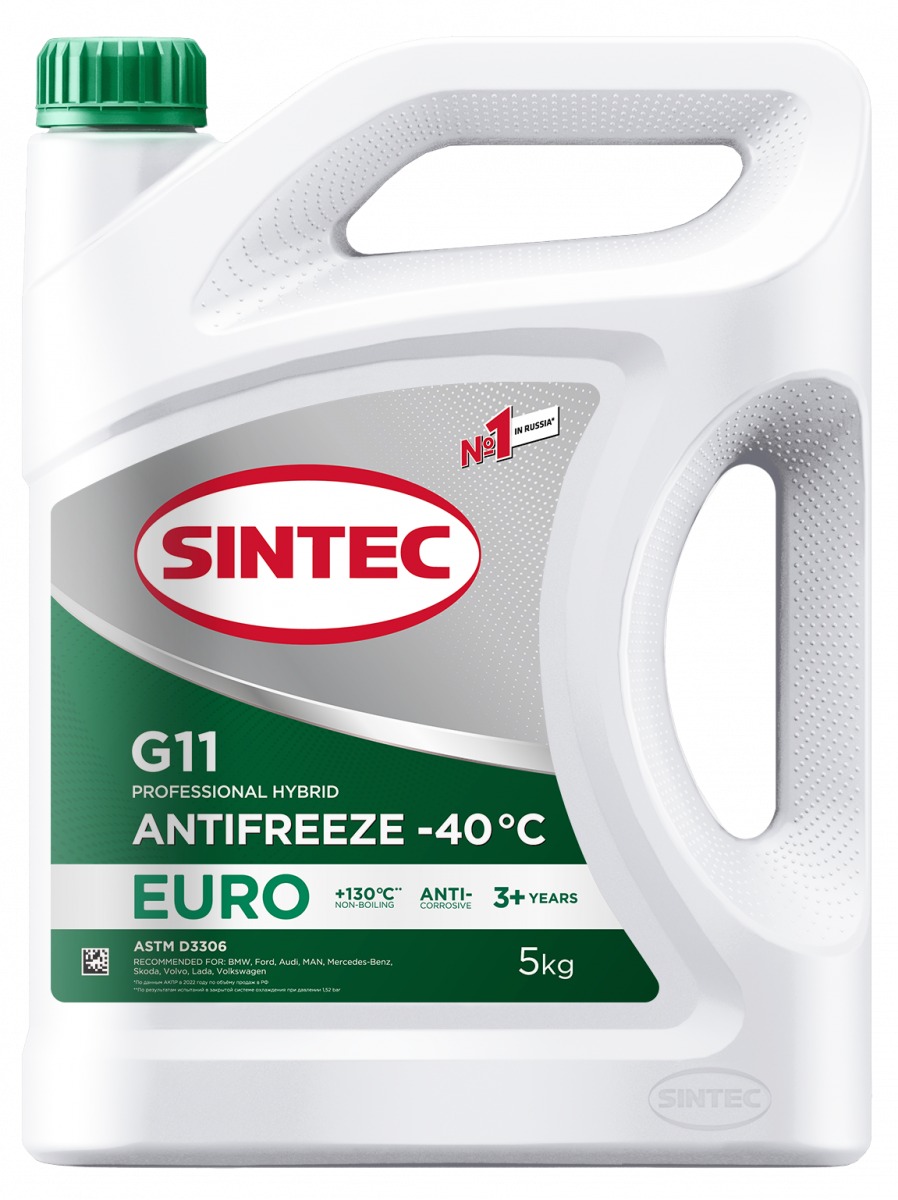 Тосол-антифриз SINTEC Euro G11 зеленый -40 5 кг 990554