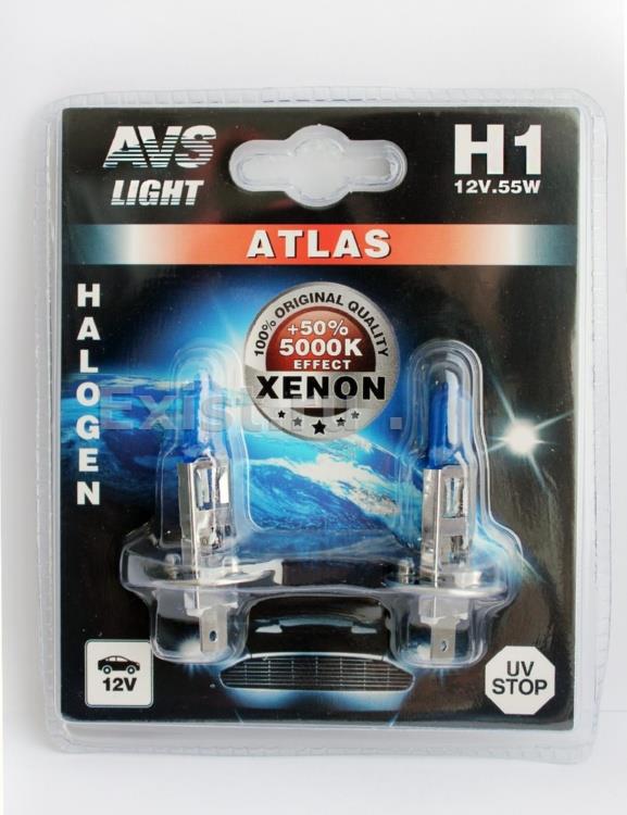 Лампа 12V H1 55W 5000K  AVS A78564S блистер 2шт