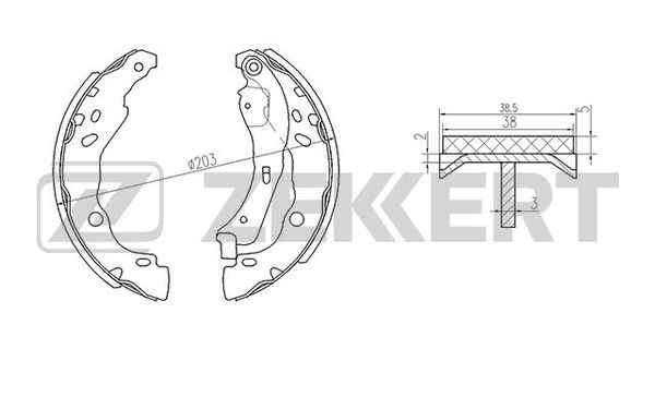 Колодка торм. Logan (1.4) 04-/Sandero 09-/Symbol зад. барабан (D-203 BOSCH) BK-4101  Zekkert С ABS
