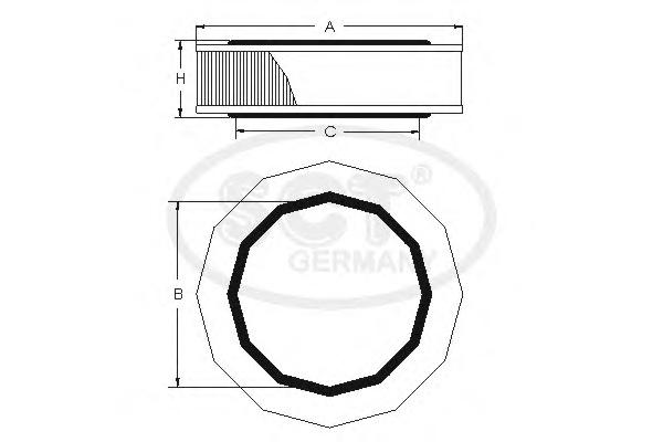Фильтр воздушный SCT SB 2050 (AR309) ГАЗ,КАРБ.ДВ.ЗМЗ-24,402, ГАЗЕЛЬ 3302, SAAB 9000
