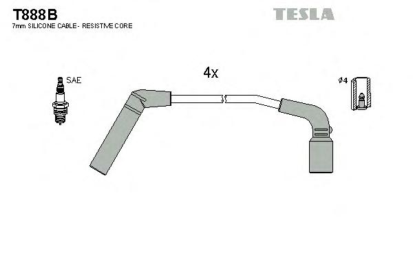 Провод свечи силик. MATIZ /Aveo седан II 1,2/Matiz (M200,M250)Spark II (M200) с 2005г  T888B  TESLA