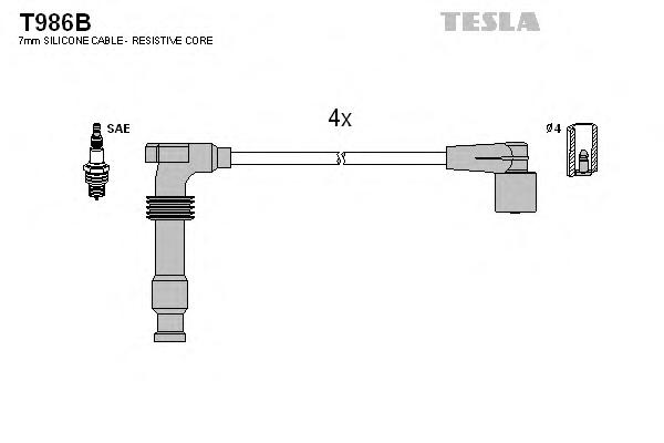 Провод свечи силик. Chevrolet Daewoo 1,8-2-0 Opel Vectra B  TESLA T986B